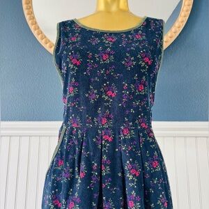 Floral Navy Pinafore Maxi Dress